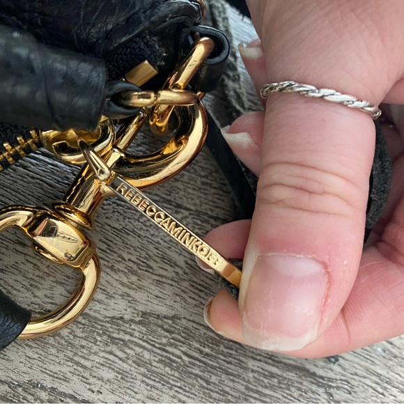 Authentic Rebecca Minkoff Black Leather Hobo Bag with Gold Chain Detail - Picture 8 of 11